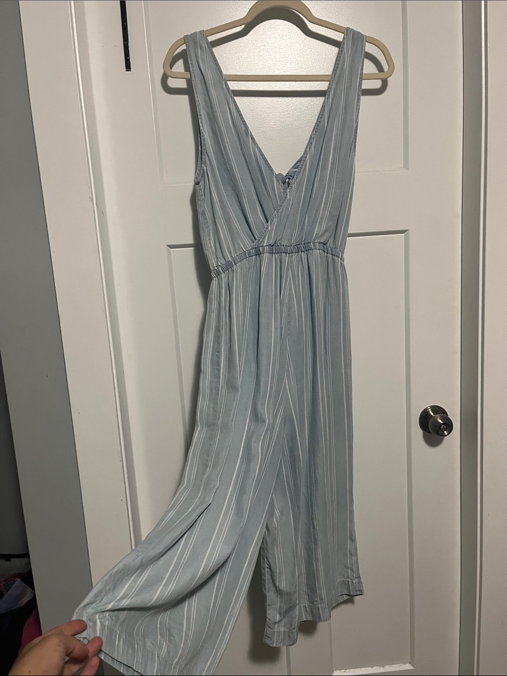 Gentle Fawn Light Blue Striped Jumpsuit